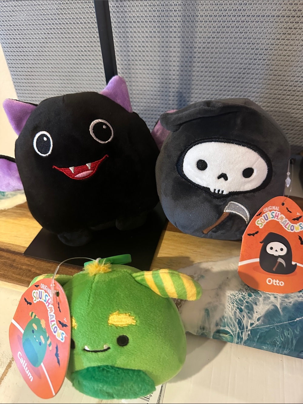Squishmallows Green Callum & Black Bat and Grim Reaper Plush Trio